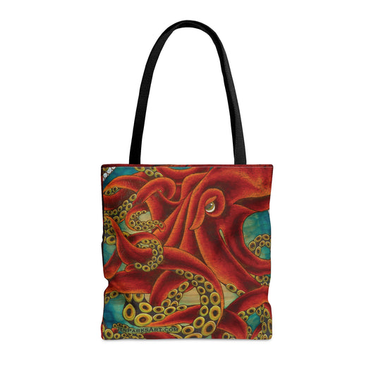 Art Tote Bag Red Octopus