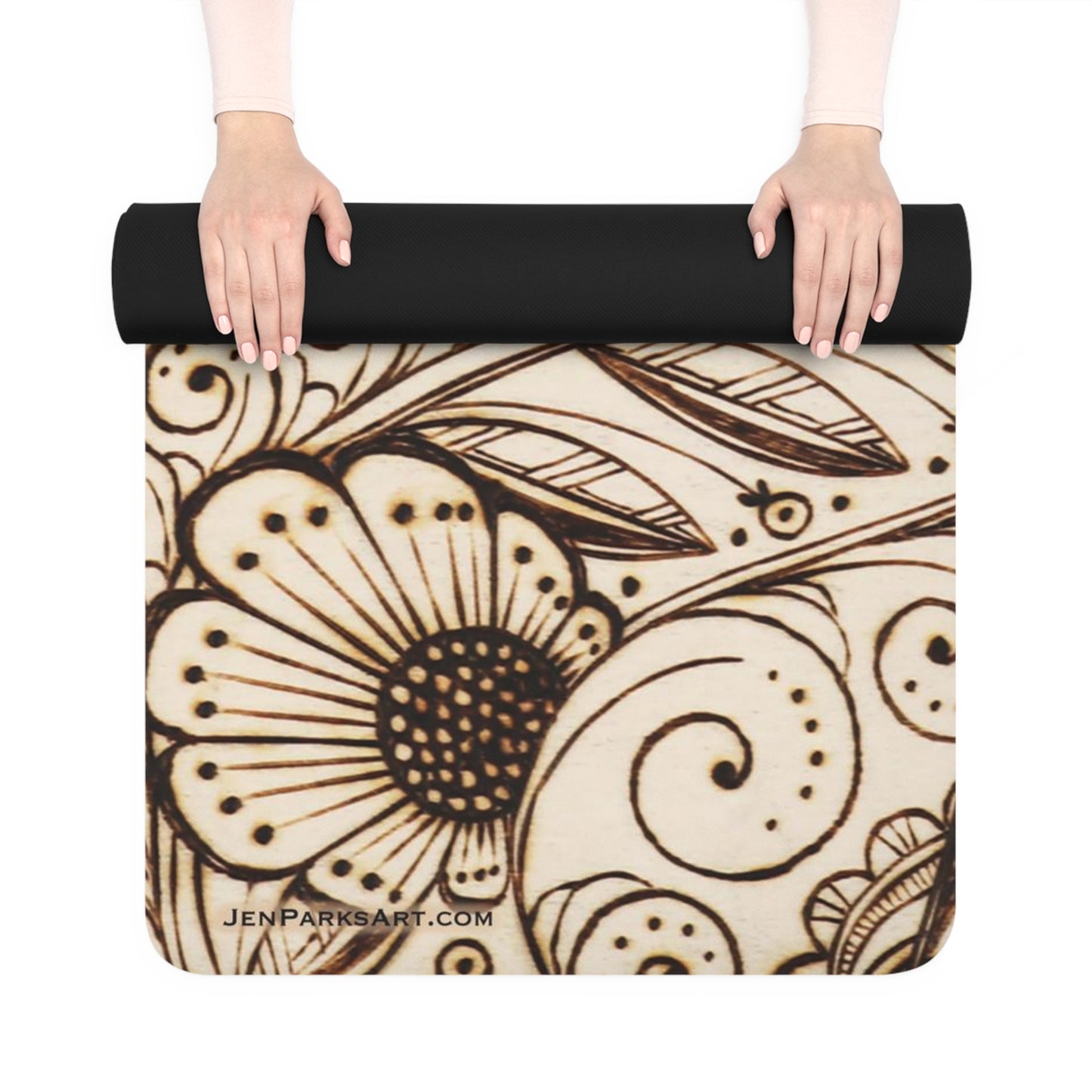 Art Yoga Mat Pines and Wildflowers