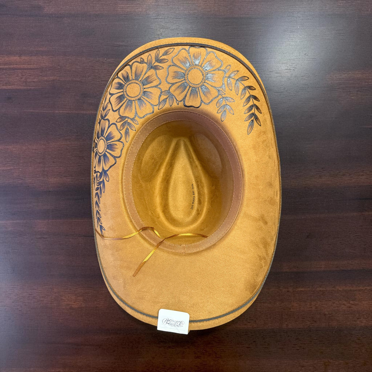 Golden Wildflower Western Hat Hand Burned With Original Design
