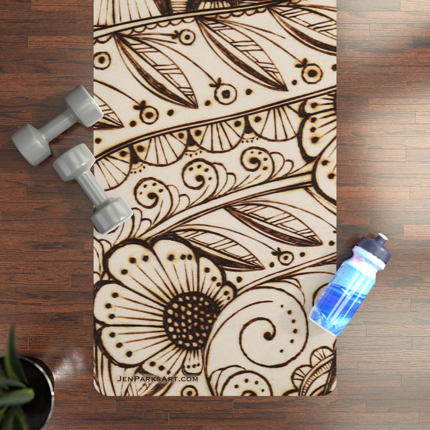 Art Yoga Mat Pines and Wildflowers