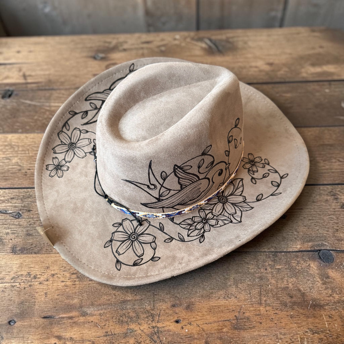 Free Bird & Wildflowers Hand Burned With Original Design