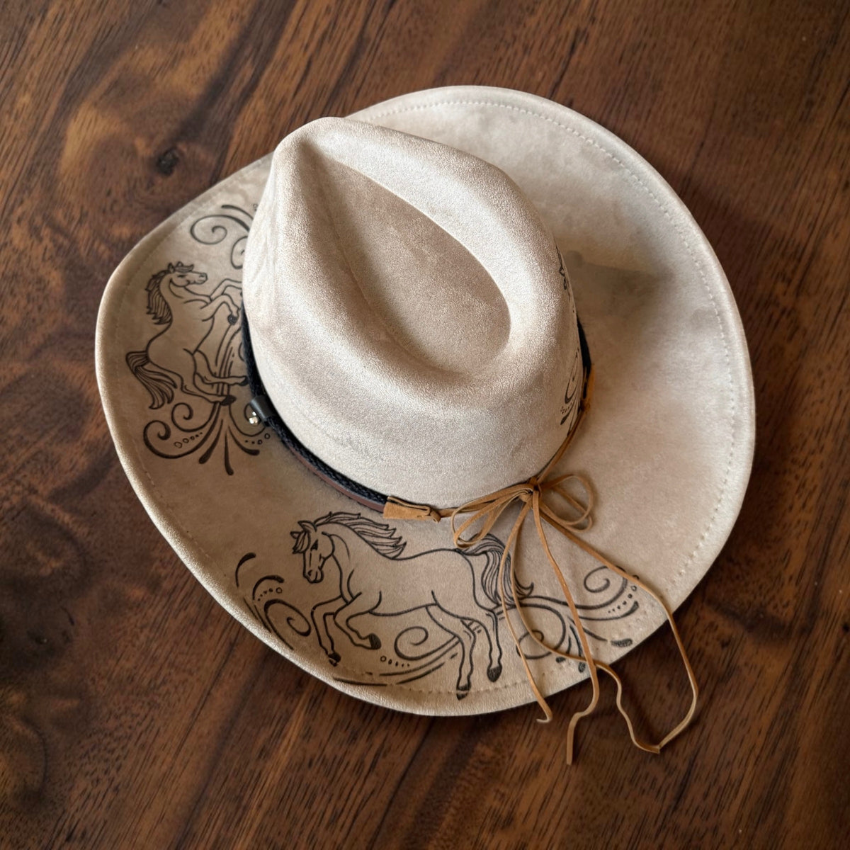 Wild And Free Horse Cowgirl Hat Hand Burned With Original Design