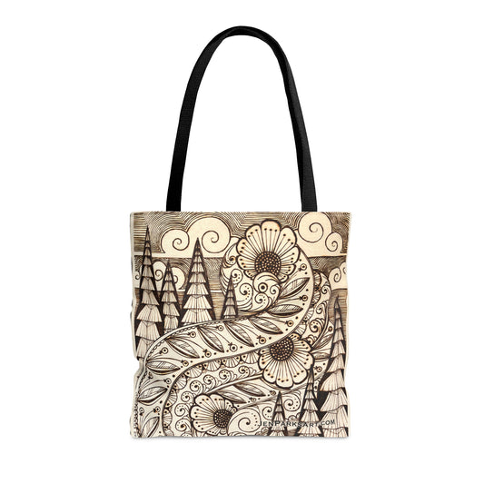 Art Tote Bag Pines and Flowerd