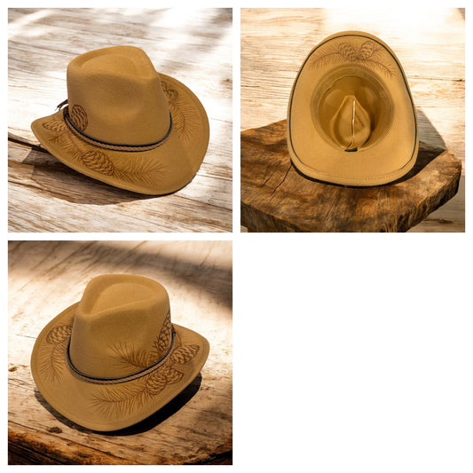 Pine Cone Western Style Felt Hat
