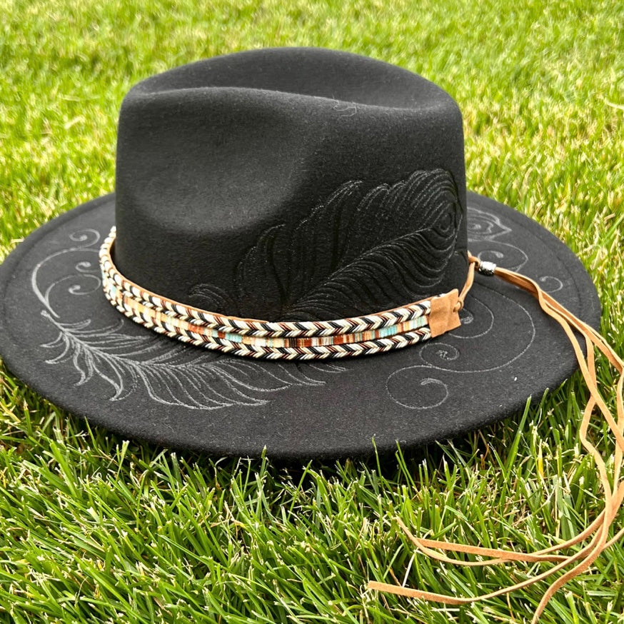 Peacock Feather Black Fedora