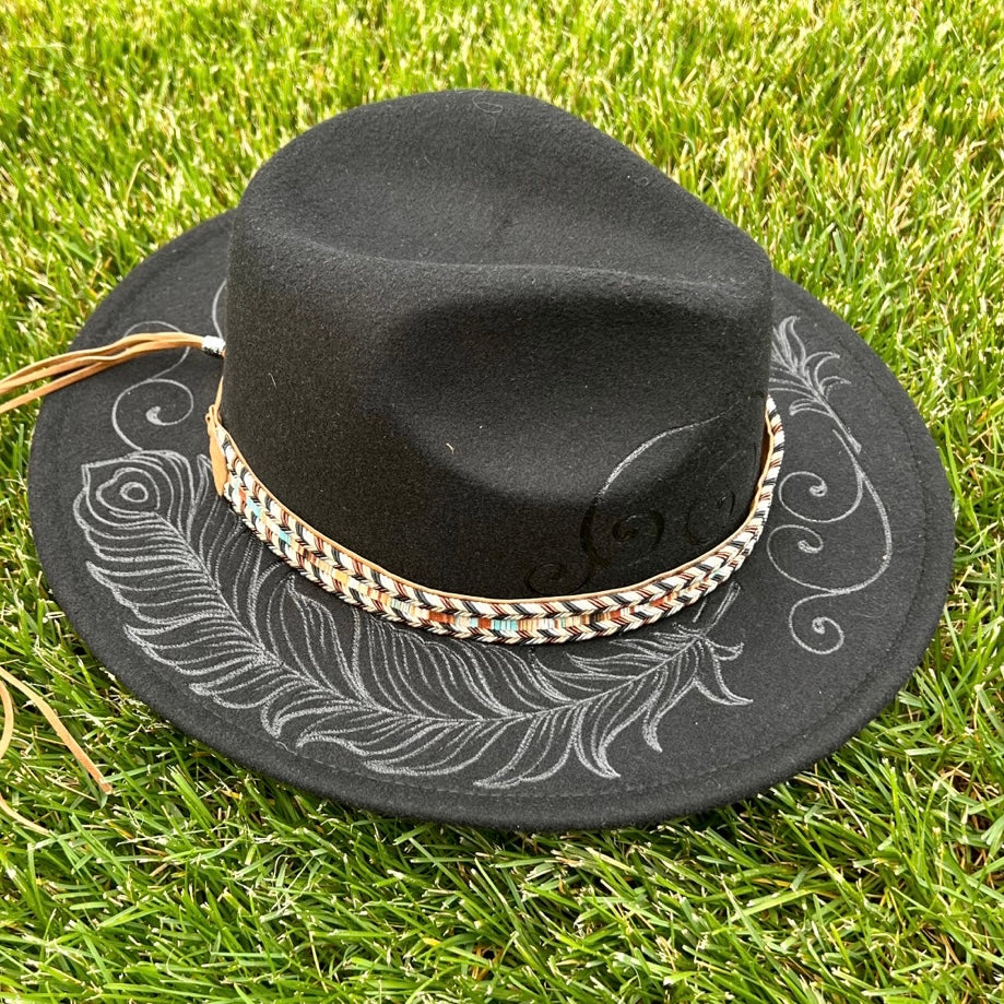 Peacock Feather Black Fedora