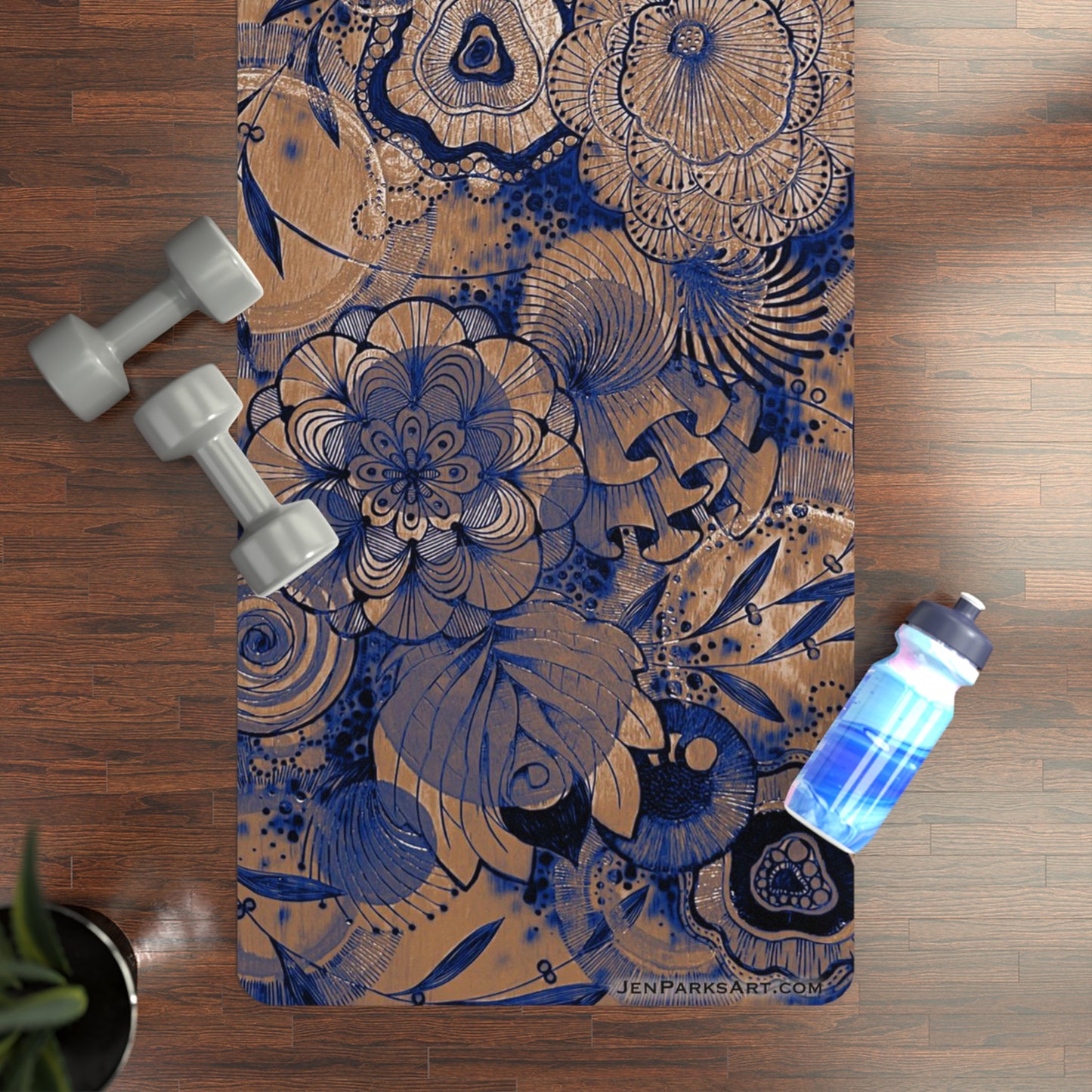 Art Yoga Mat Loosing my Marbles blue