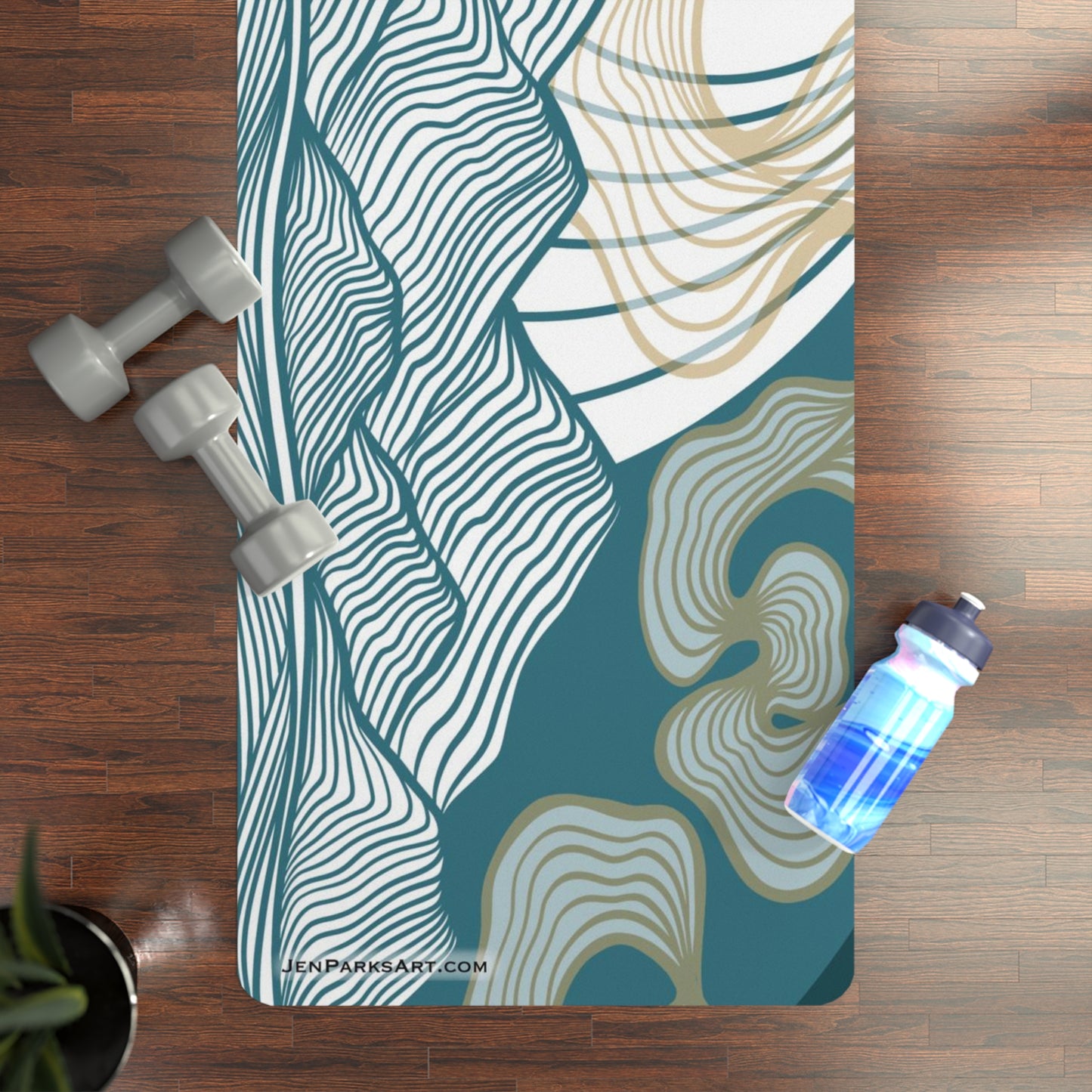 Art Yoga Mat Misty Mountains Blue