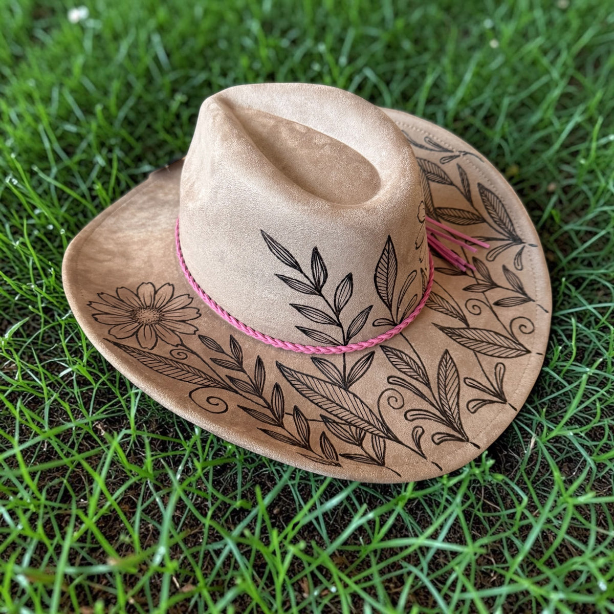 Wildflower Wishes Cowgirl Hat Hand Burned With Original Design