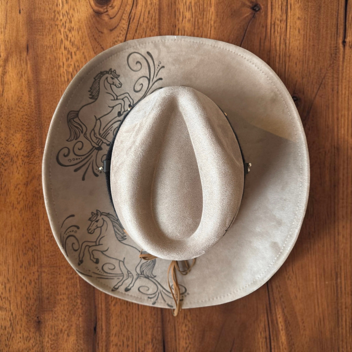 Wild And Free Horse Cowgirl Hat Hand Burned With Original Design