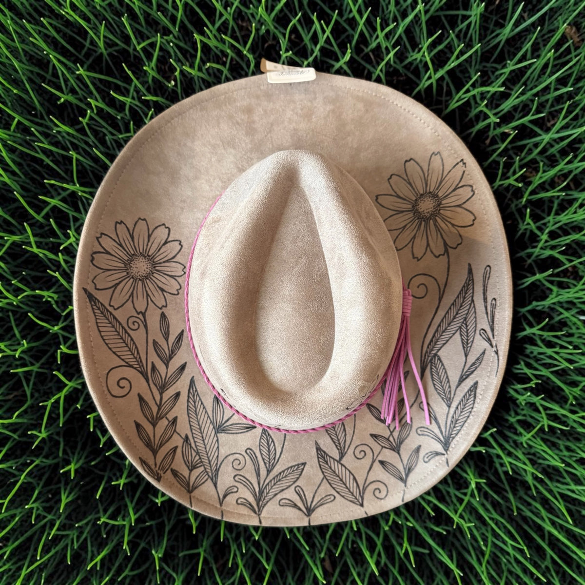 Wildflower Wishes Cowgirl Hat Hand Burned With Original Design