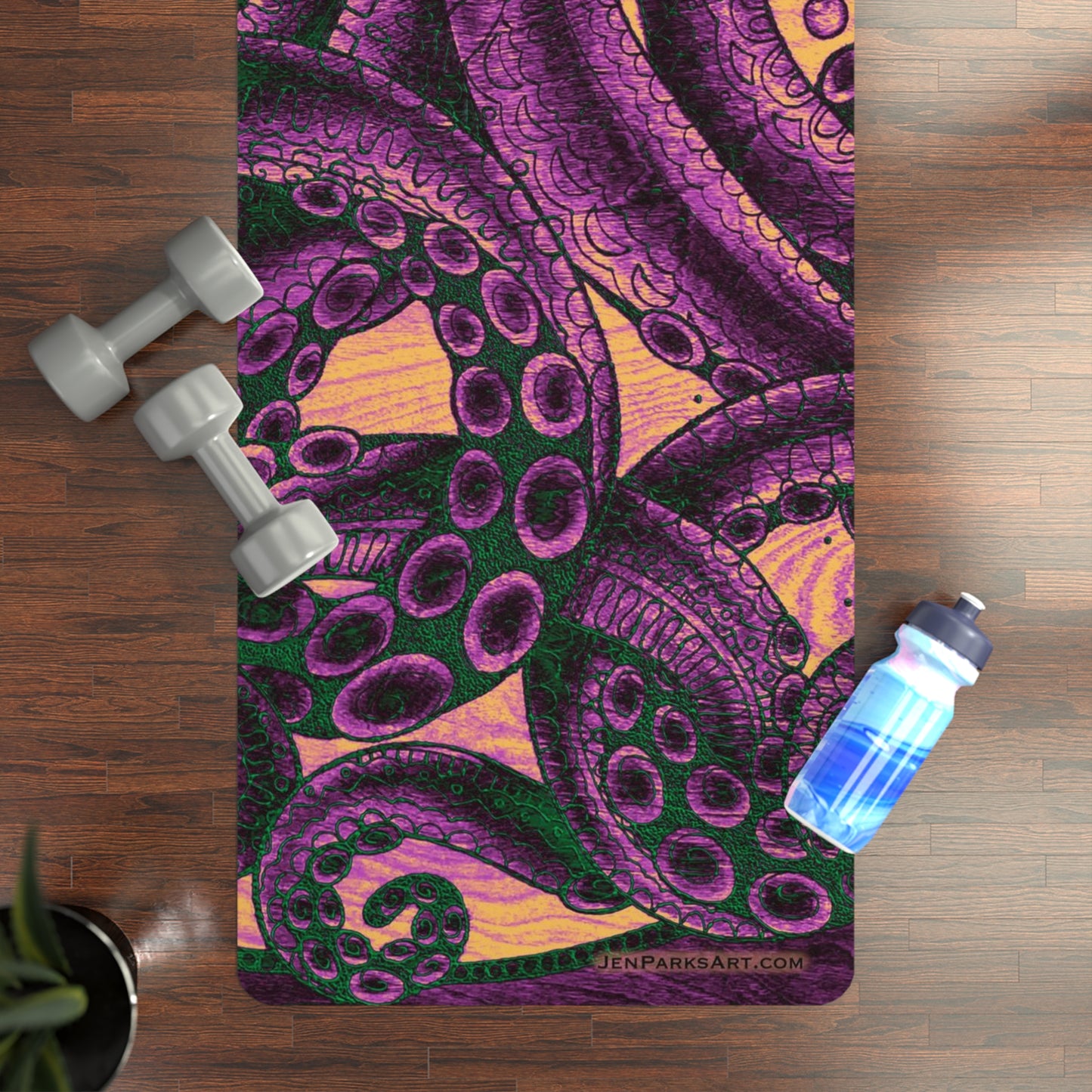 Art Yoga Mat Octopus Purple