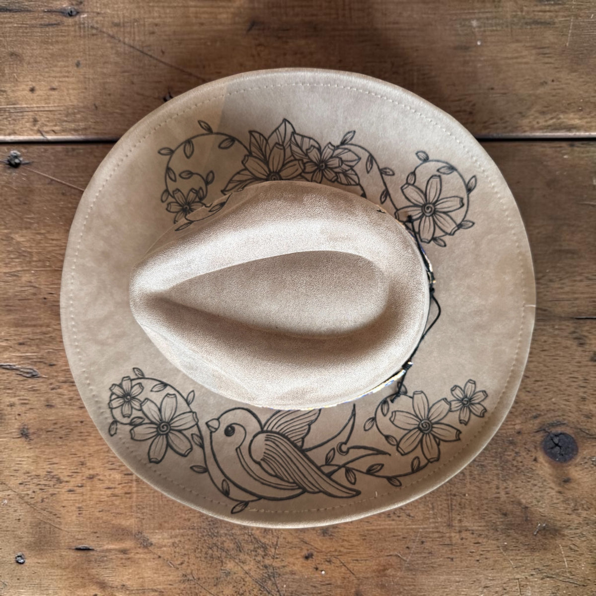 Free Bird & Wildflowers Hand Burned With Original Design