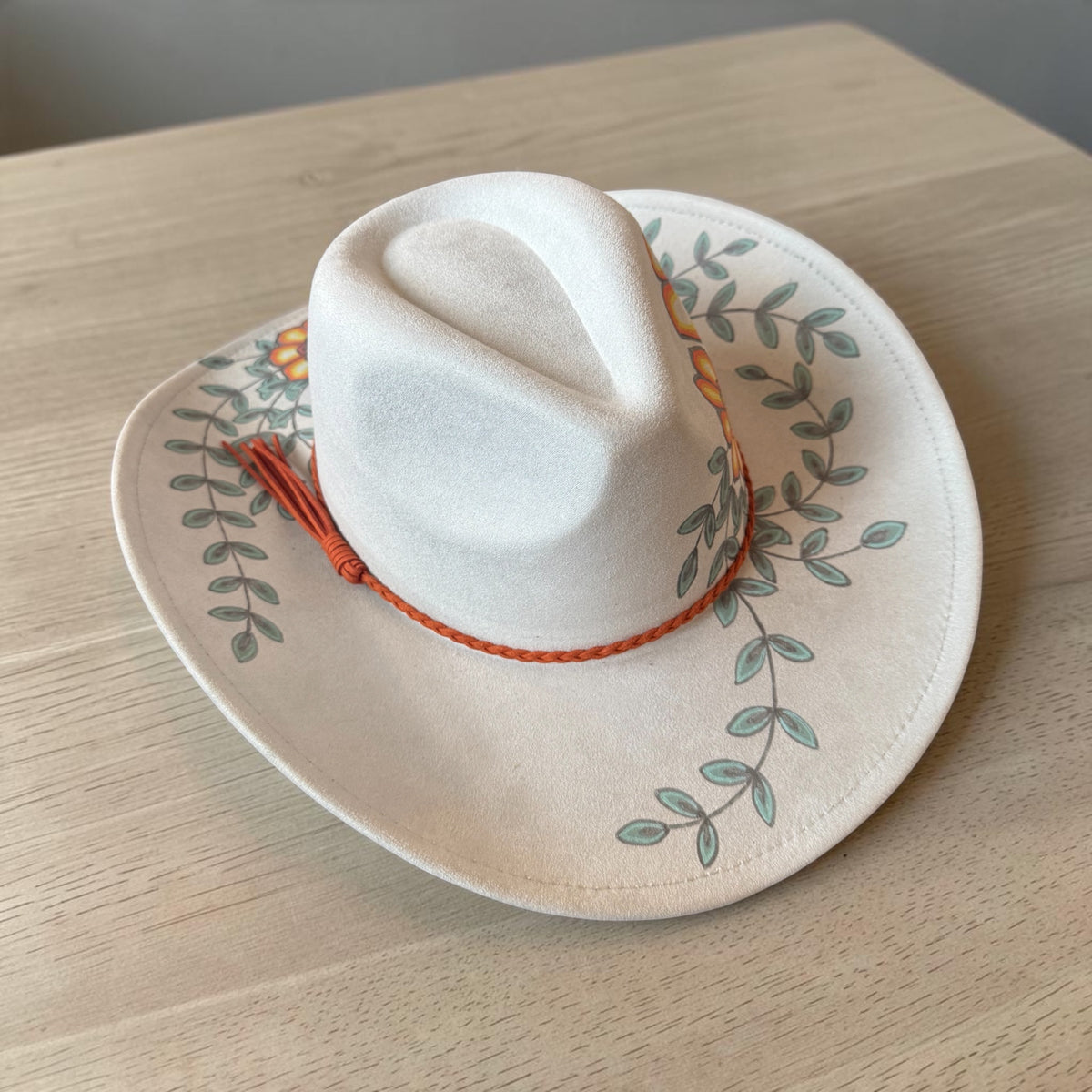 Sunflower Boho Western Hat Hand Burned With Original Design