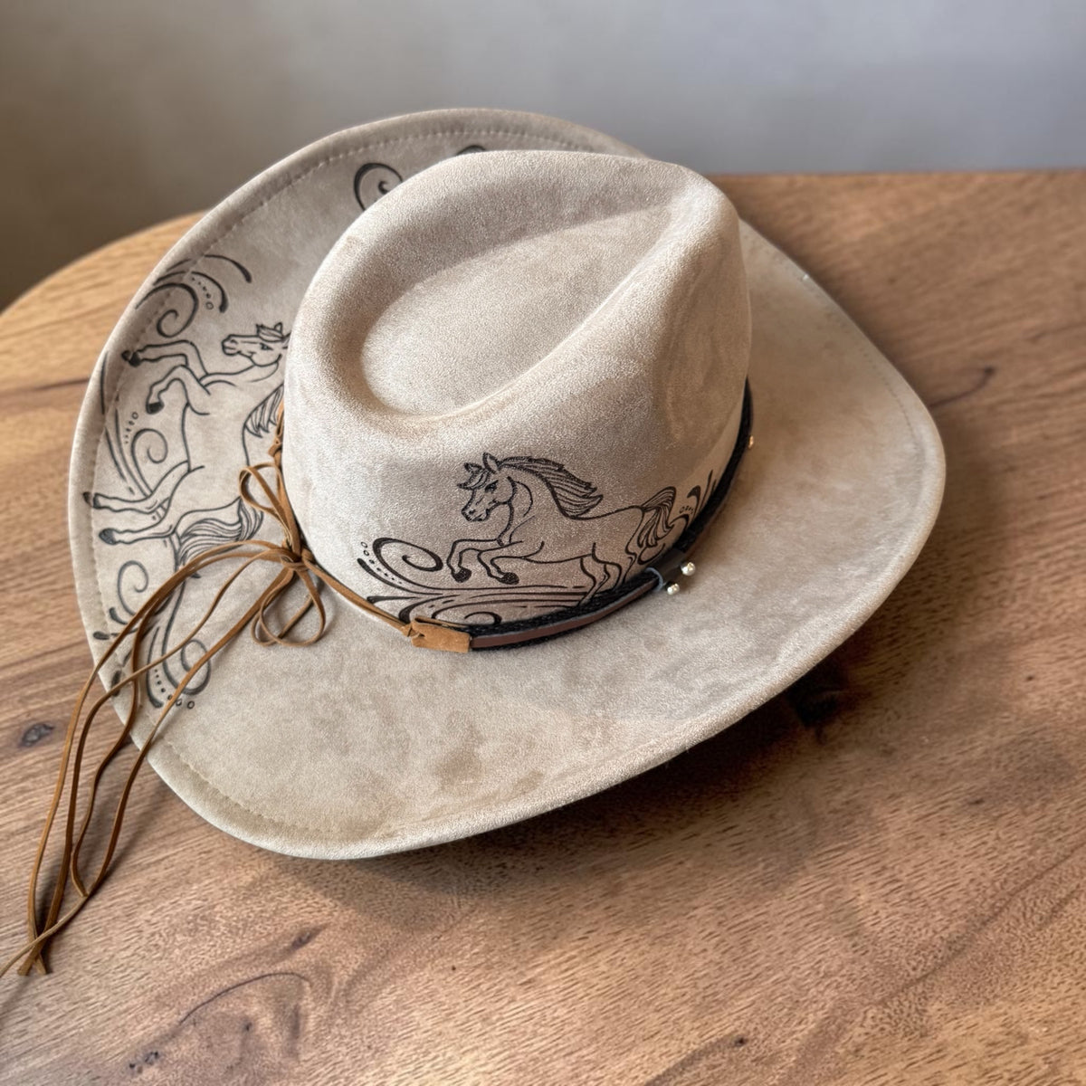 Wild And Free Horse Cowgirl Hat Hand Burned With Original Design