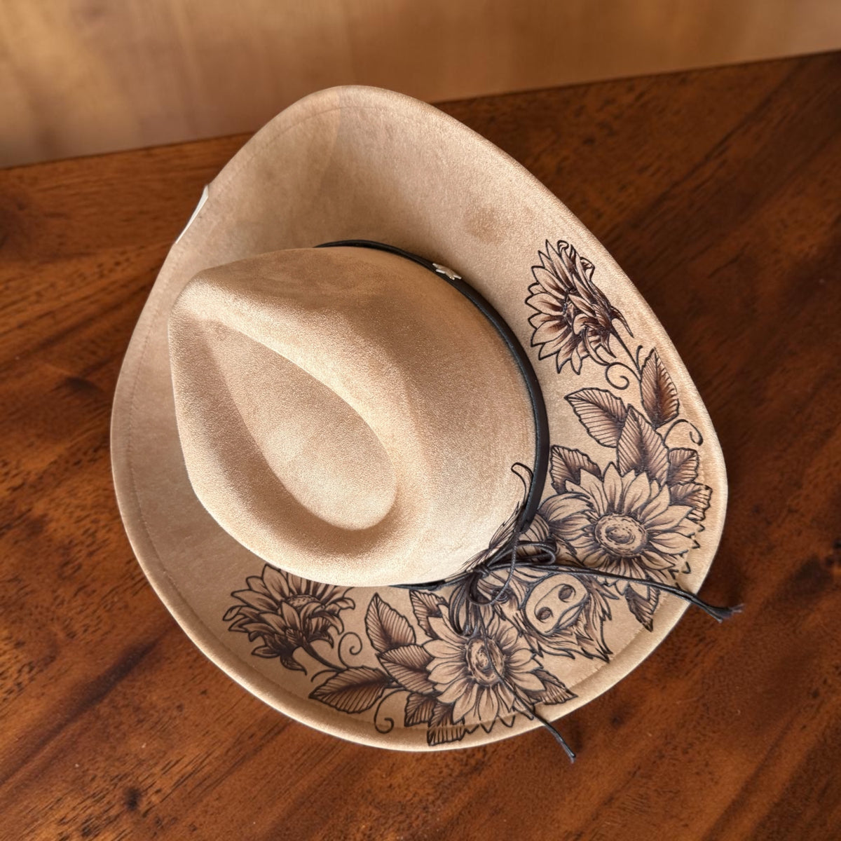 Highland Cow Cowgirl Hat Hand Burned With Original Design