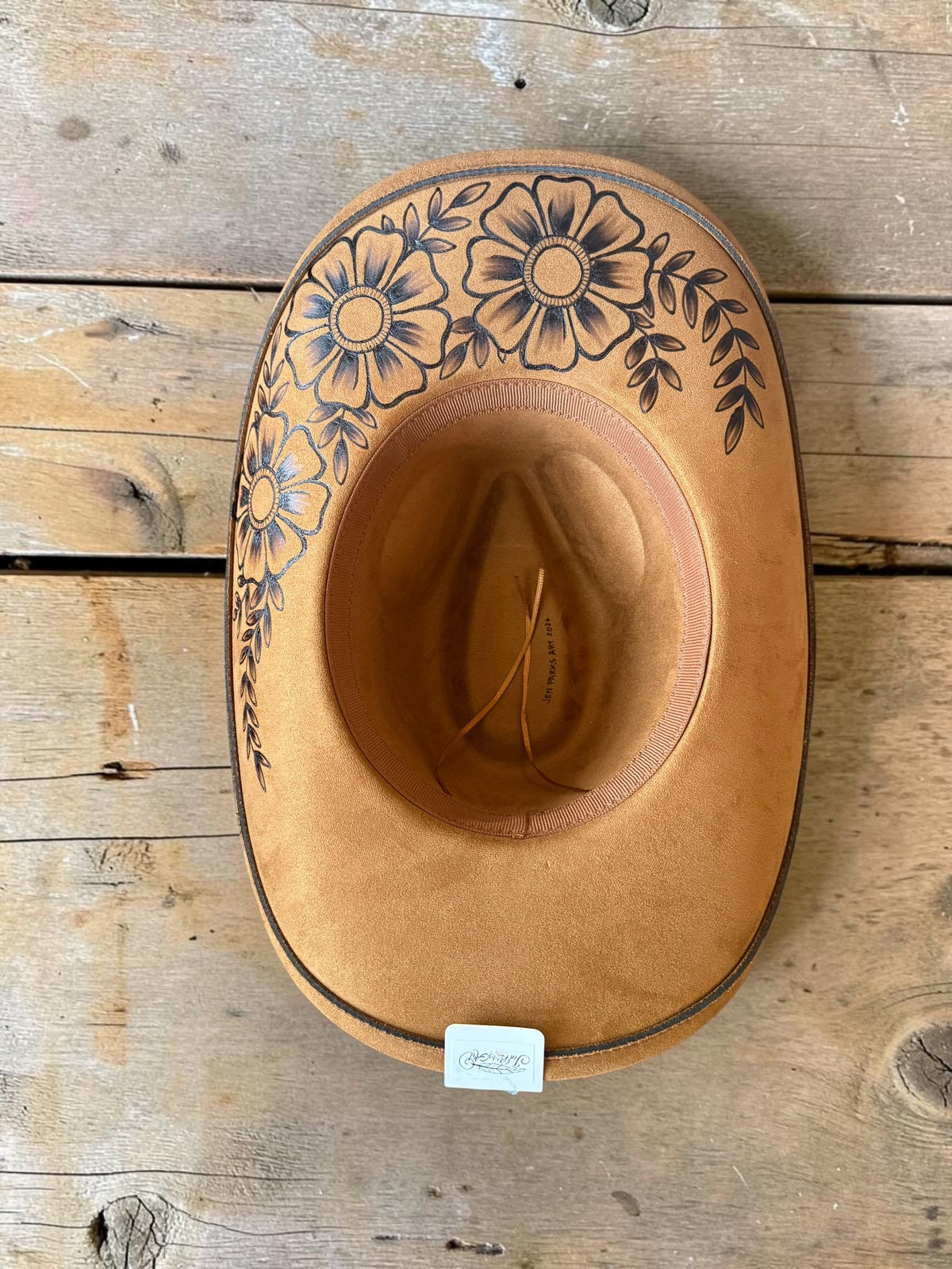 Desert Daisy Cowgirl Hat Hand Burned With Original Design
