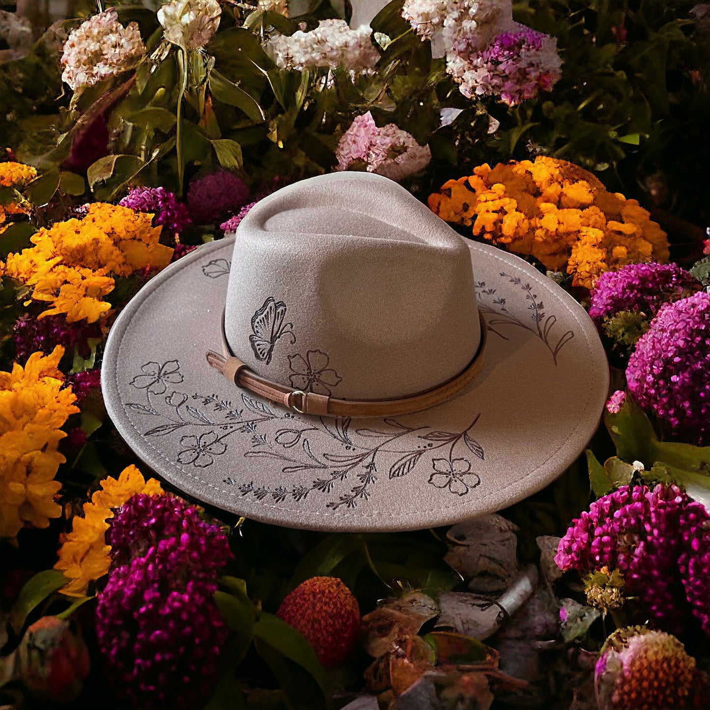 Wild flower wide brim hat