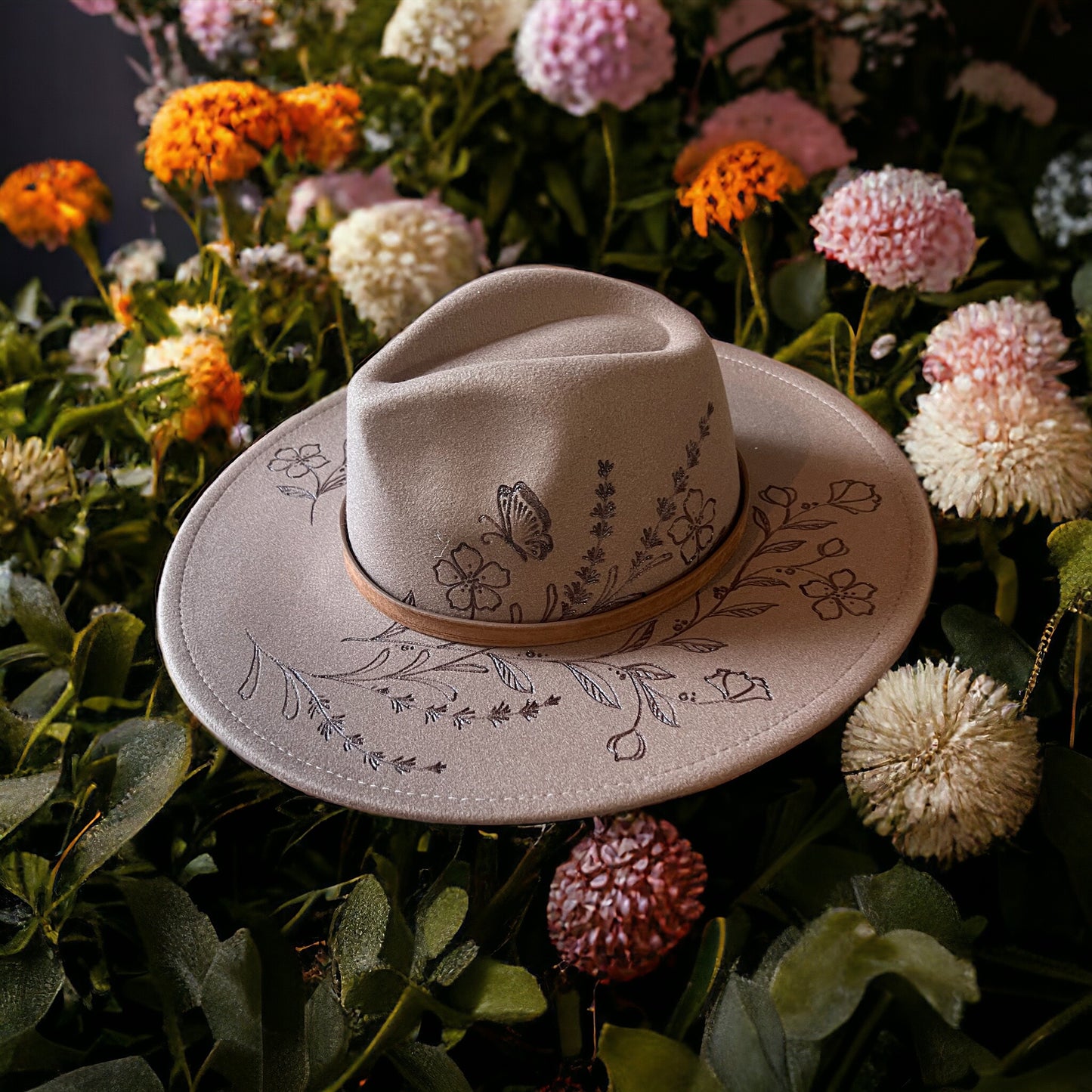 Wild flower wide brim hat