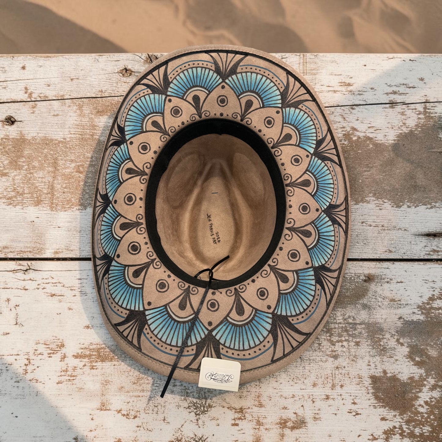 Blue Mandala Grey Cowboy Wide Brim