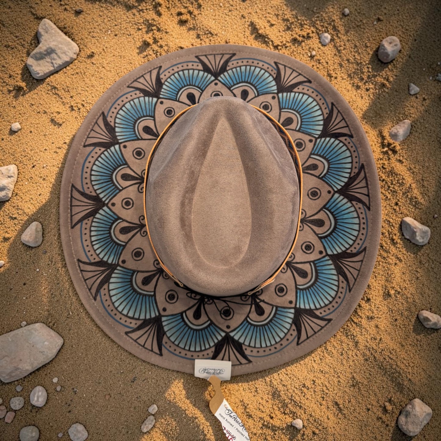 Blue Mandala Grey Cowboy Wide Brim