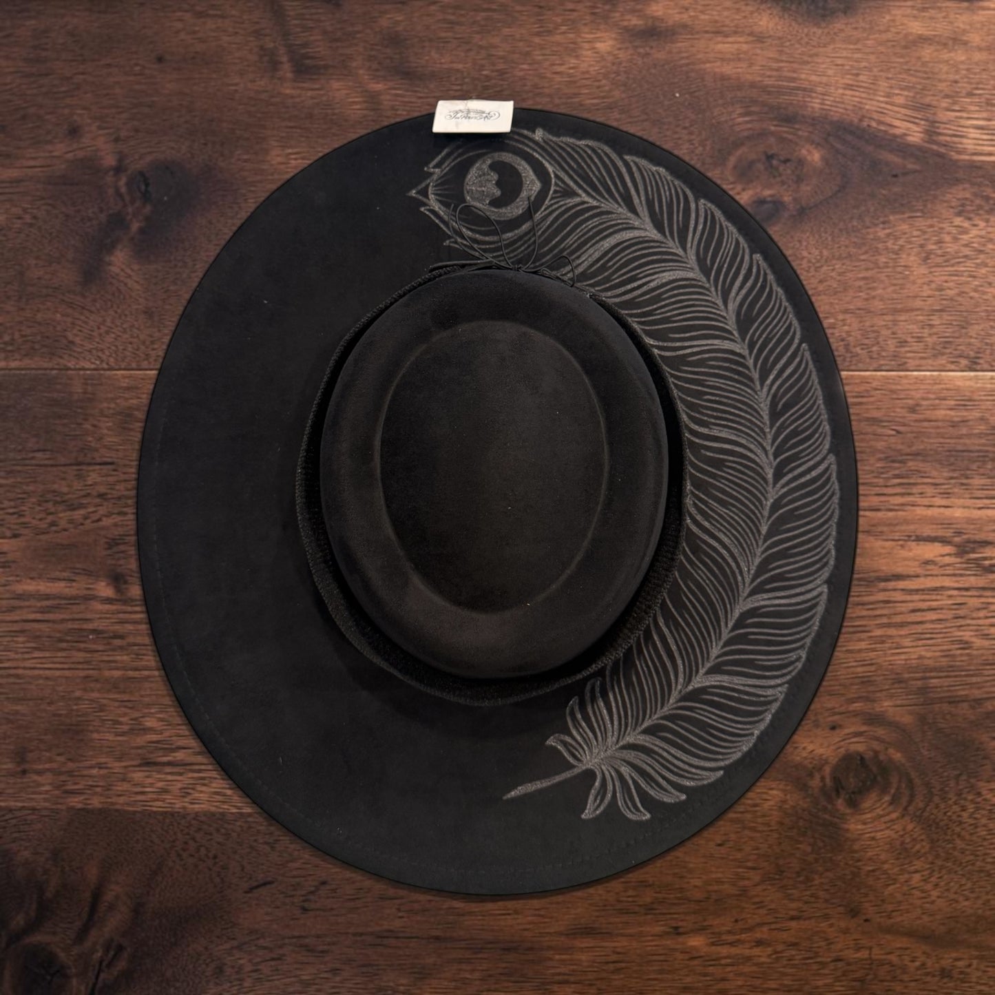 Black Flat top Peacock Feather